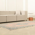 Vintage Isparta Turkish Area Rug 4x8 ft — Brown & Blue Floral