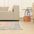 Vintage Isparta Turkish Area Rug 4x8 ft — Brown & Blue Floral