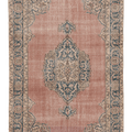 Vintage Isparta Turkish Area Rug 4x8 ft — Brown & Blue Floral