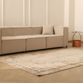 Vintage Manisa Turkish Area Rug 5x9 ft — Beige & Brown Distressed (No. 60600)