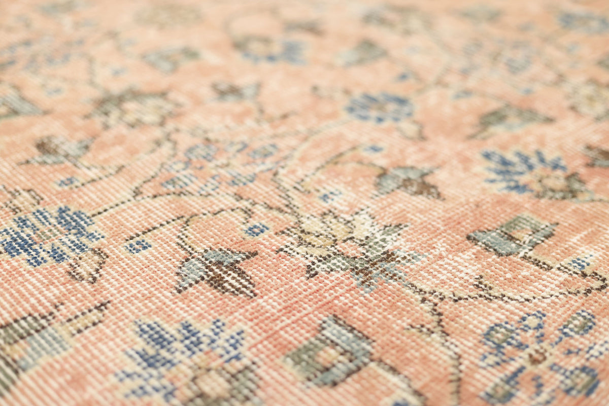 Vintage Isparta Turkish Area Rug 5x8 ft — Orange Floral (No. 60601)