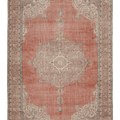 Vintage Isparta Turkish Area Rug 7x11 ft — Pink & Beige Floral