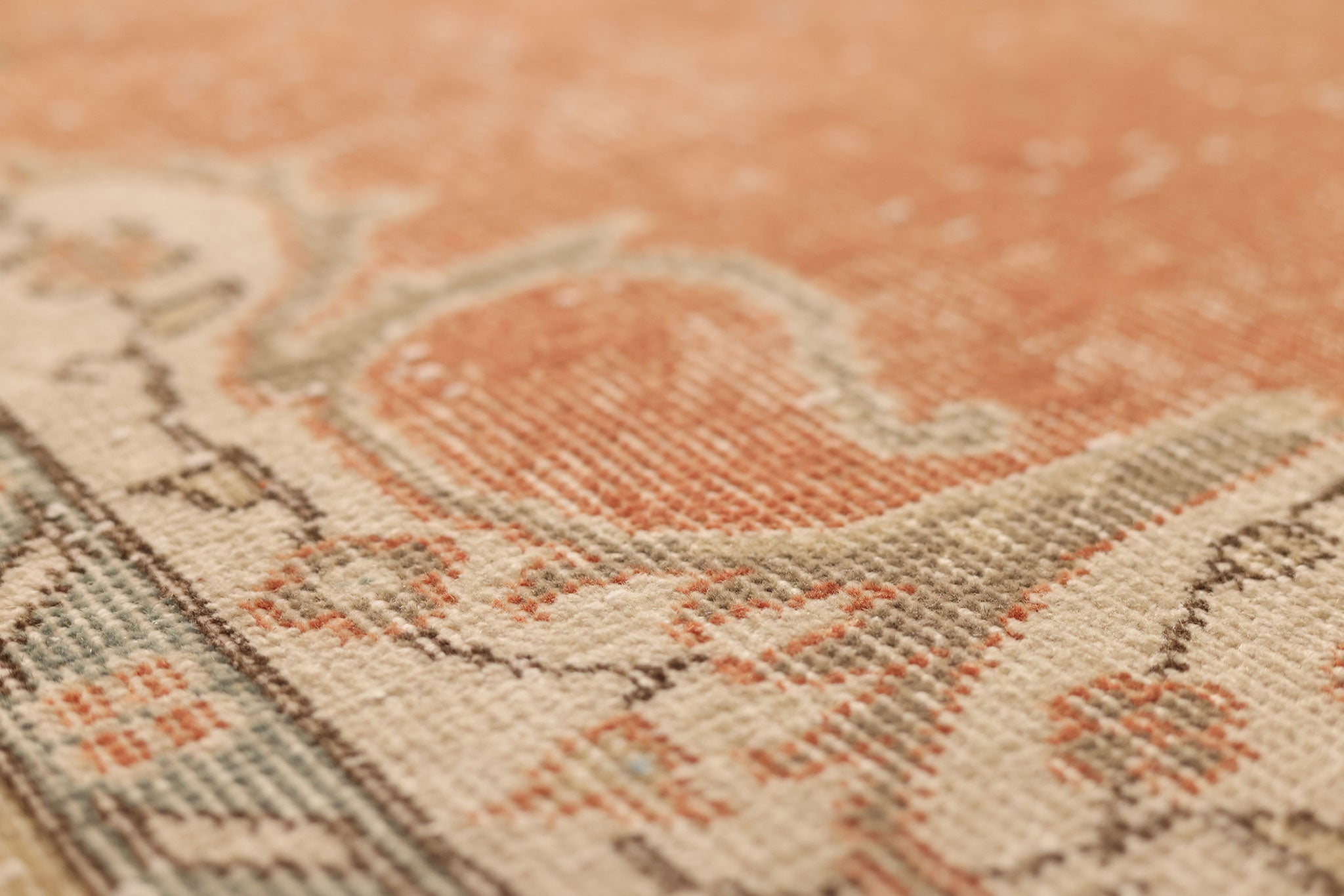 Vintage Isparta Turkish Area Rug 7x11 ft — Pink & Beige Floral