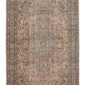 Vintage Isparta Turkish Area Rug 6x10 ft — Beige & Blue Floral (No. 60616)