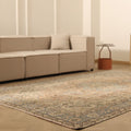 Vintage Isparta Turkish Area Rug 6x10 ft — Beige & Blue Floral (No. 60616)
