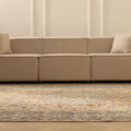 Vintage Isparta Turkish Area Rug 6x10 ft — Beige & Blue Floral (No. 60616)