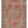 Vintage Isparta Turkish Area Rug 6x9 ft — Red & Beige Floral (No. 60620)