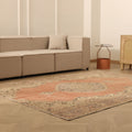 Vintage Isparta Turkish Area Rug 6x9 ft — Red & Beige Floral (No. 60620)