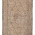 Vintage Isparta Turkish Area Rug 5x9 ft — Beige & Brown Floral (No. 60624)