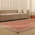 Vintage Isparta Turkish Area Rug 6x10 ft — Red & Beige Floral