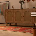 Handwoven pink and beige wool-cotton Persian runner rug with geometric patterns in a bohemian living room.