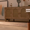 Handmade pink and brown Persian-style wool and cotton runner rug with geometric patterns on a wooden floor.