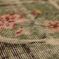 Vintage Isparta Turkish Area Rug 6x9 ft — Green & Pink Distressed