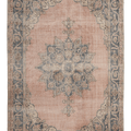Vintage Isparta Turkish Area Rug 7x10 ft — Pink & Blue Floral (No. 60644)
