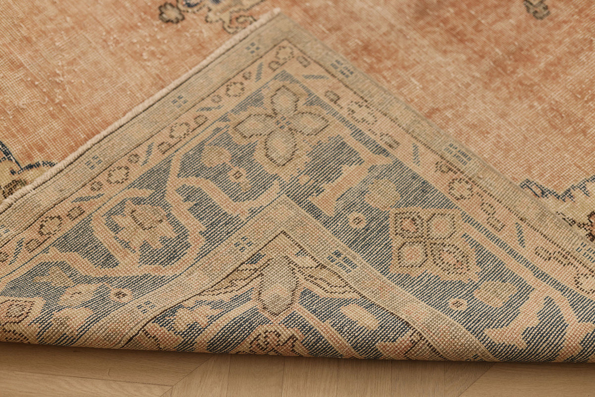 Vintage Isparta Turkish Area Rug 7x10 ft — Pink & Blue Floral (No. 60644)