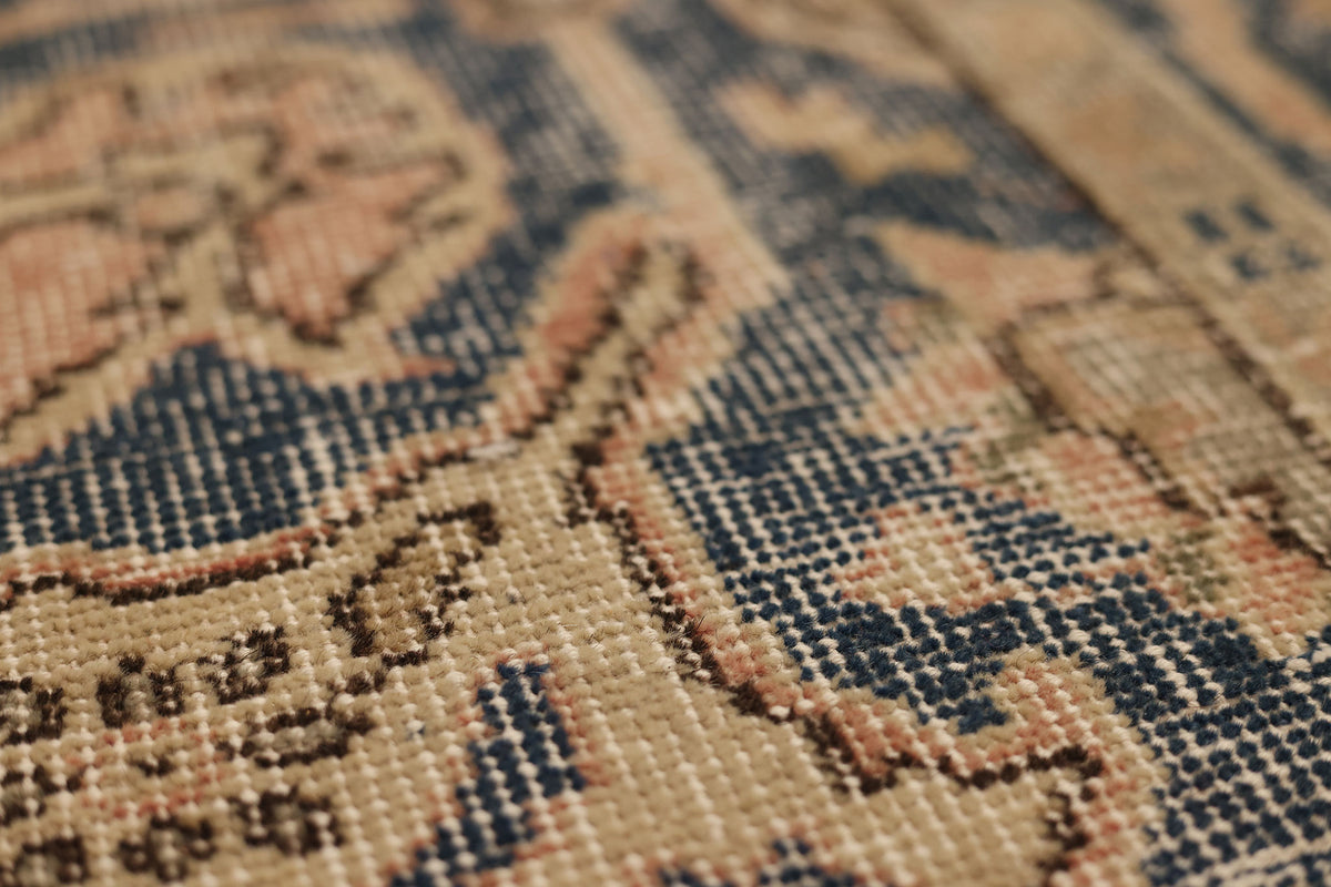 Vintage Isparta Turkish Area Rug 7x10 ft — Pink & Blue Floral (No. 60644)