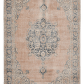 Vintage Isparta Turkish Area Rug 6x9 ft — Beige & Blue Floral (No. 60675)