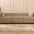 Vintage Isparta Turkish Area Rug 6x9 ft — Beige & Blue Floral (No. 60675)
