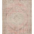 Vintage Manisa Turkish Area Rug 5x8 ft — Beige & Pink Distressed