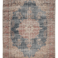 Vintage Isparta Turkish Area Rug 7x11 ft — Blue & Pink Distressed