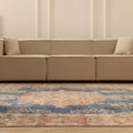 Vintage Isparta Turkish Area Rug 7x11 ft — Blue & Pink Distressed