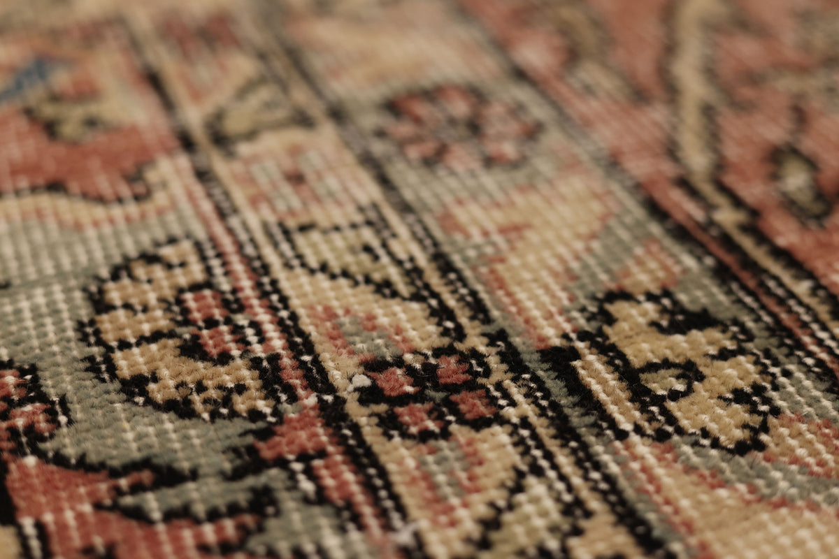 Vintage Isparta Turkish Area Rug 7x11 ft — Blue & Pink Distressed