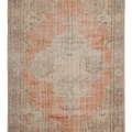 Vintage Manisa Turkish Area Rug 6x10 ft — Orange & Beige Distressed