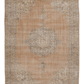 Vintage Isparta Turkish Area Rug 7x10 ft — Beige & Brown Floral (No. 60685)