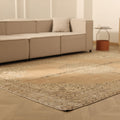 Vintage Isparta Turkish Area Rug 7x10 ft — Beige & Brown Floral (No. 60685)