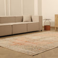 Vintage Manisa Turkish Area Rug 6x10 ft — Pink & Beige Distressed