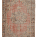 Vintage Manisa Turkish Area Rug 7x9 ft — Red & Beige Distressed