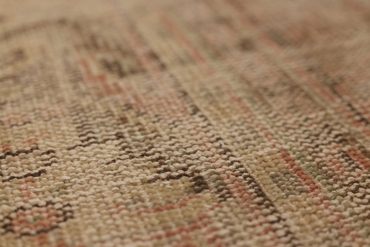 Vintage Manisa Turkish Area Rug 7x9 ft — Red & Beige Distressed