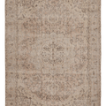 Vintage Isparta Turkish Area Rug 6x9 ft — Beige & Brown Floral (No. 60702)