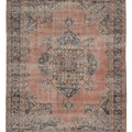 Vintage Isparta Turkish Area Rug 7x9 ft — Pink & Blue Distressed
