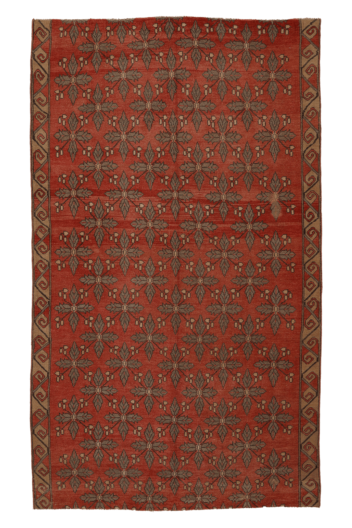Vintage Malatya Turkish Area Rug 5x9 ft — Red & Brown Floral