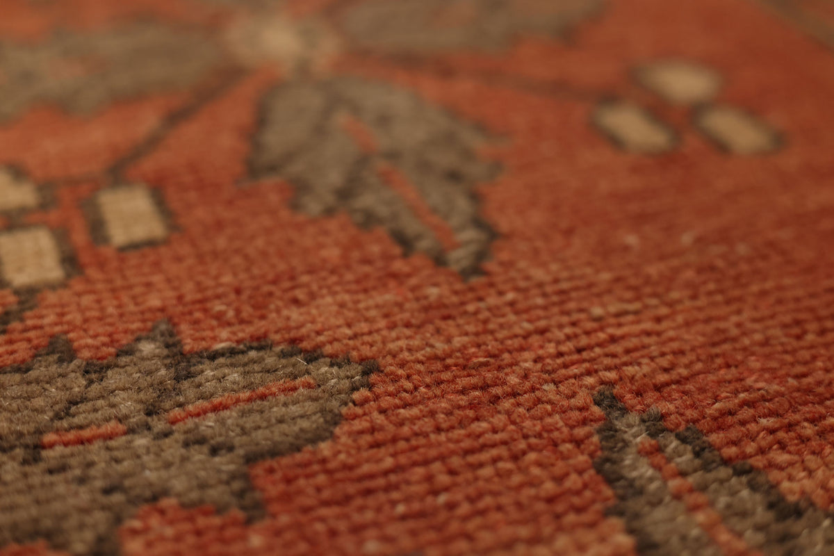 Vintage Malatya Turkish Area Rug 5x9 ft — Red & Brown Floral