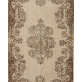 Vintage Isparta Turkish Area Rug 5x9 ft — Beige & Brown Floral (No. 60709)