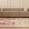 Vintage Manisa Turkish Area Rug 8x11 ft — Red & Beige Distressed