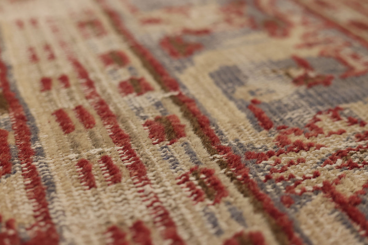 Vintage Manisa Turkish Area Rug 8x11 ft — Red & Beige Distressed