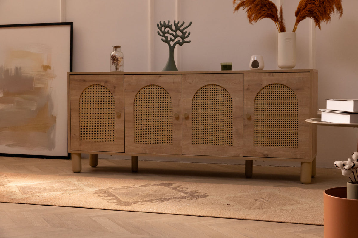 Vintage 3x12 ft Turkish runner rug in orange and brown wool with geometric patterns in a farmhouse interior.