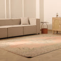 Vintage Isparta Turkish Area Rug 7x10 ft — Orange & Beige Floral