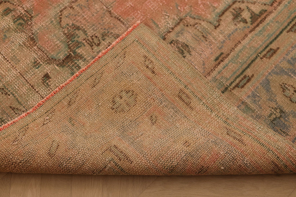 Vintage Isparta Turkish Area Rug 7x10 ft — Orange & Beige Floral