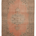 Vintage Isparta Turkish Area Rug 7x10 ft — Orange & Beige Floral