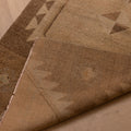 Handwoven brown and beige geometric Turkish wool runner rug, 2x8 ft vintage farmhouse style.