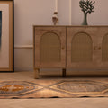 3x12 ft vintage Turkish runner rug in orange and gray wool with geometric patterns on a wooden floor.