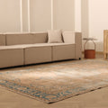 Vintage Isparta Turkish Area Rug 7x10 ft — Brown & Blue Floral
