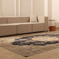 Vintage Isparta Turkish Area Rug 7x11 ft — Gray & Brown Floral