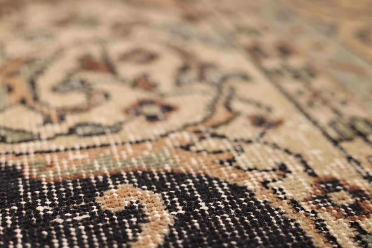 Vintage Isparta Turkish Area Rug 7x11 ft — Gray & Brown Floral