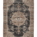 Vintage Isparta Turkish Area Rug 7x11 ft — Gray & Brown Floral