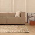 Vintage Isparta Turkish Area Rug 5x9 ft — Beige & Brown Floral